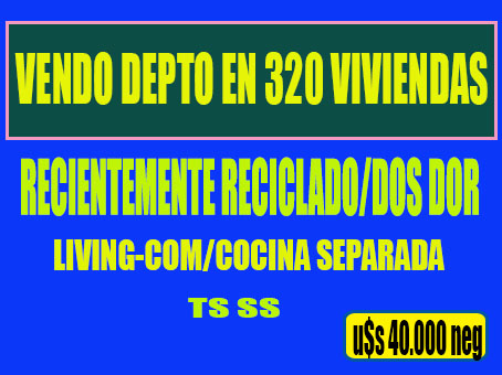 VENDO DEPTO EN 320 VIVIENDAS